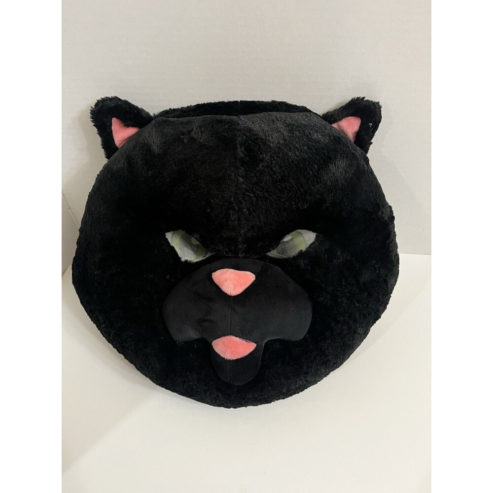 Black Cat Plush Mascot Mask Head Halloween Costume Furry 12" Cosplay